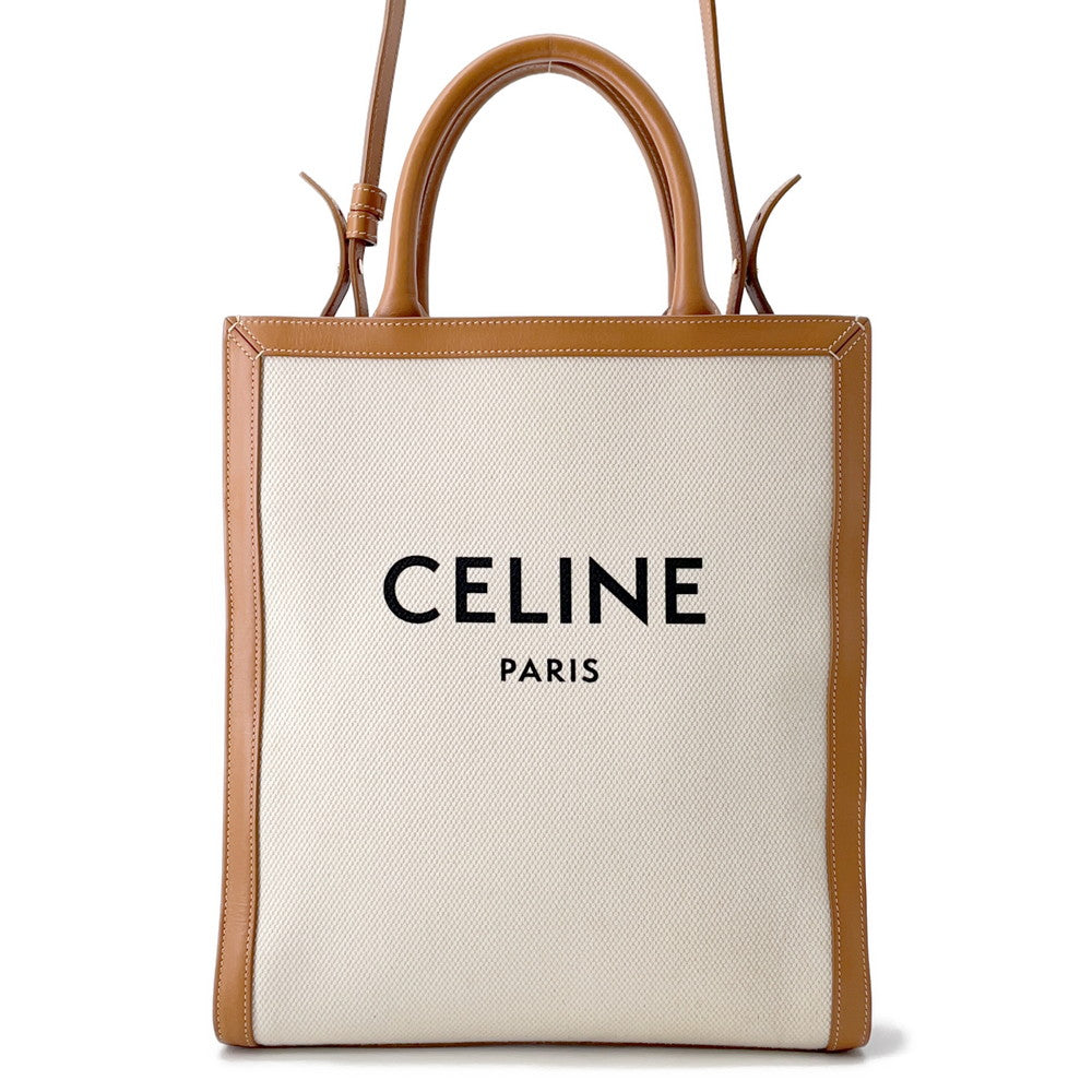 CELINE Vertical hippopotamus Natural/Tan192082 Canvas Leather Size Small