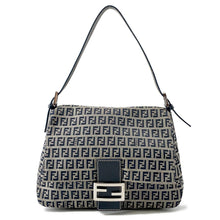Load image into Gallery viewer, FENDI ZucchinoPattern Mamma bucket Gray/Navy26325 Canvas Leather
