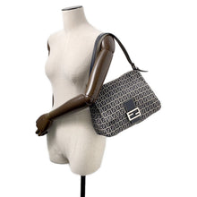 将图像加载到图库查看器中，FENDI ZucchinoPattern Mamma bucket Gray/Navy26325 Canvas Leather
