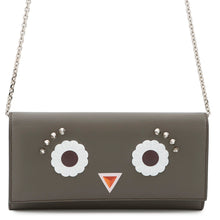 将图像加载到图库查看器中，FENDI Bugs Eye Robot Chain Wallet Gray8M0365 Leather
