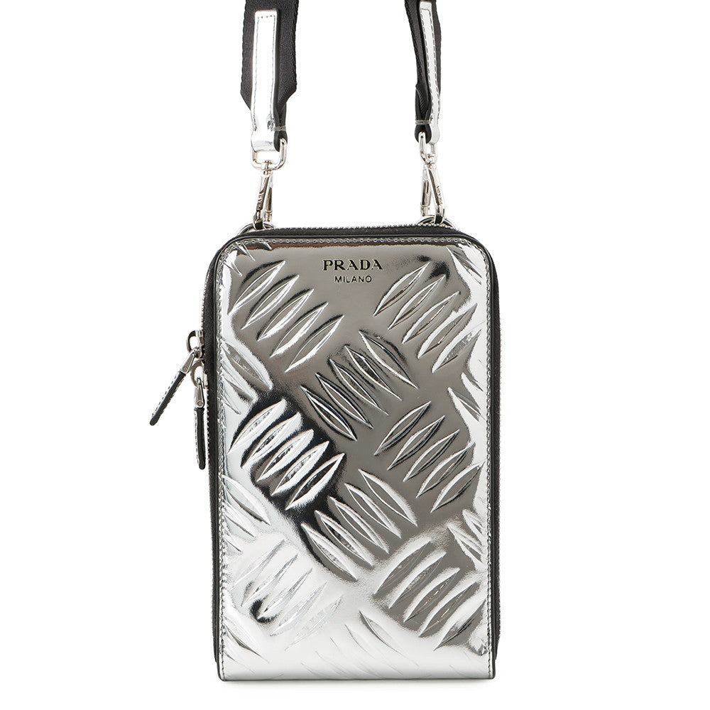 PRADA Smartphone case Silver2ZT058 BrushedLeather