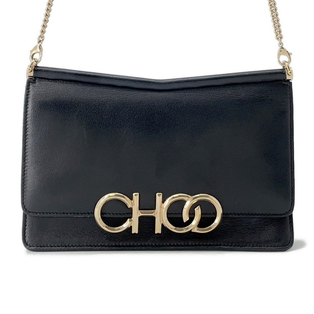 JIMMY CHOO ChainShoulder Black Leather