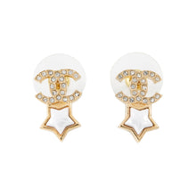 Load image into Gallery viewer, CHANEL CC Logo Rhinestone Earrings GoldABC823 Gold Plated Rhinestone
