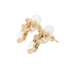 将图像加载到图库查看器中，CHANEL CC Logo Rhinestone Earrings GoldABC823 Gold Plated Rhinestone
