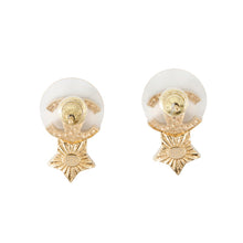 将图像加载到图库查看器中，CHANEL CC Logo Rhinestone Earrings GoldABC823 Gold Plated Rhinestone
