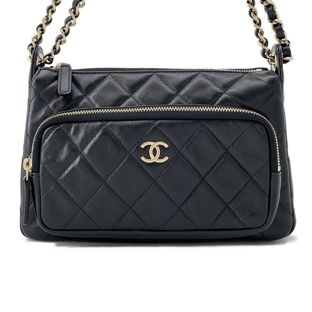 CHANEL ChainShoulder Bag BlackAP4349 Shiny Crumpled Lambskin