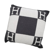 Load image into Gallery viewer, HERMES ★Avalon Cushion Ecru / Gris Fonce Wool 90% Cashmere10% Size GM
