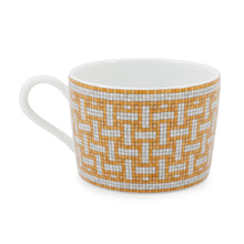 将图像加载到图库查看器中，HERMES Mosaique24 Teacup &amp; Saucer Set of 2 White/Gold Porcelain
