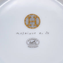 将图像加载到图库查看器中，HERMES Mosaique24 Teacup &amp; Saucer Set of 2 White/Gold Porcelain
