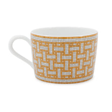 将图像加载到图库查看器中，HERMES Mosaique24 Teacup &amp; Saucer Set of 2 White/Gold Porcelain
