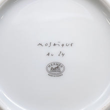 将图像加载到图库查看器中，HERMES Mosaique24 Teacup &amp; Saucer Set of 2 White/Gold Porcelain
