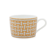 将图像加载到图库查看器中，HERMES Mosaique24 Teacup &amp; Saucer Set of 2 White/Gold Porcelain
