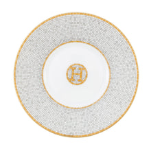 将图像加载到图库查看器中，HERMES Mosaique24 Teacup &amp; Saucer Set of 2 White/Gold Porcelain
