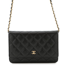 将图像加载到图库查看器中，CHANEL Matelasse Classic Chain Wallet BlackAP0250 Caviar Leather
