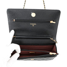 将图像加载到图库查看器中，CHANEL Matelasse Classic Chain Wallet BlackAP0250 Caviar Leather
