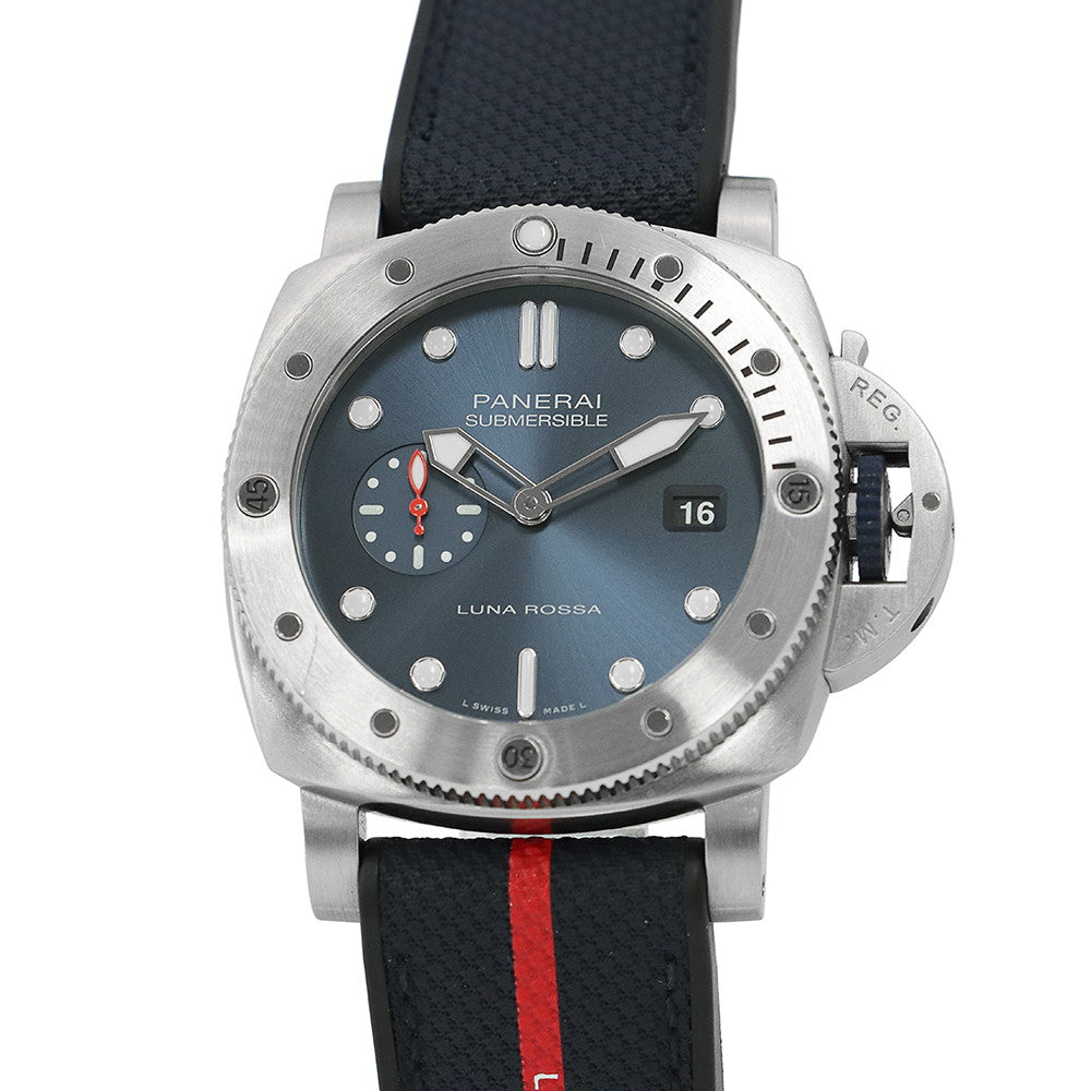 PANERAI Submersible Quaranta Quattro Luna Rossa W44mm Stainless Steel Fabric Rubber Blue DialPAM01391