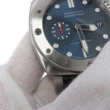 将图像加载到图库查看器中，PANERAI Submersible Quaranta Quattro Luna Rossa W44mm Stainless Steel Fabric Rubber Blue DialPAM01391
