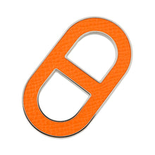 Load image into Gallery viewer, HERMES Chaine d&#39;Ancre Brooch Orange minyan Epsom Metal
