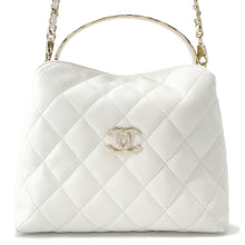 将图像加载到图库查看器中，CHANEL Metal Top Handle Bag WhiteAP4591 Caviar Leather
