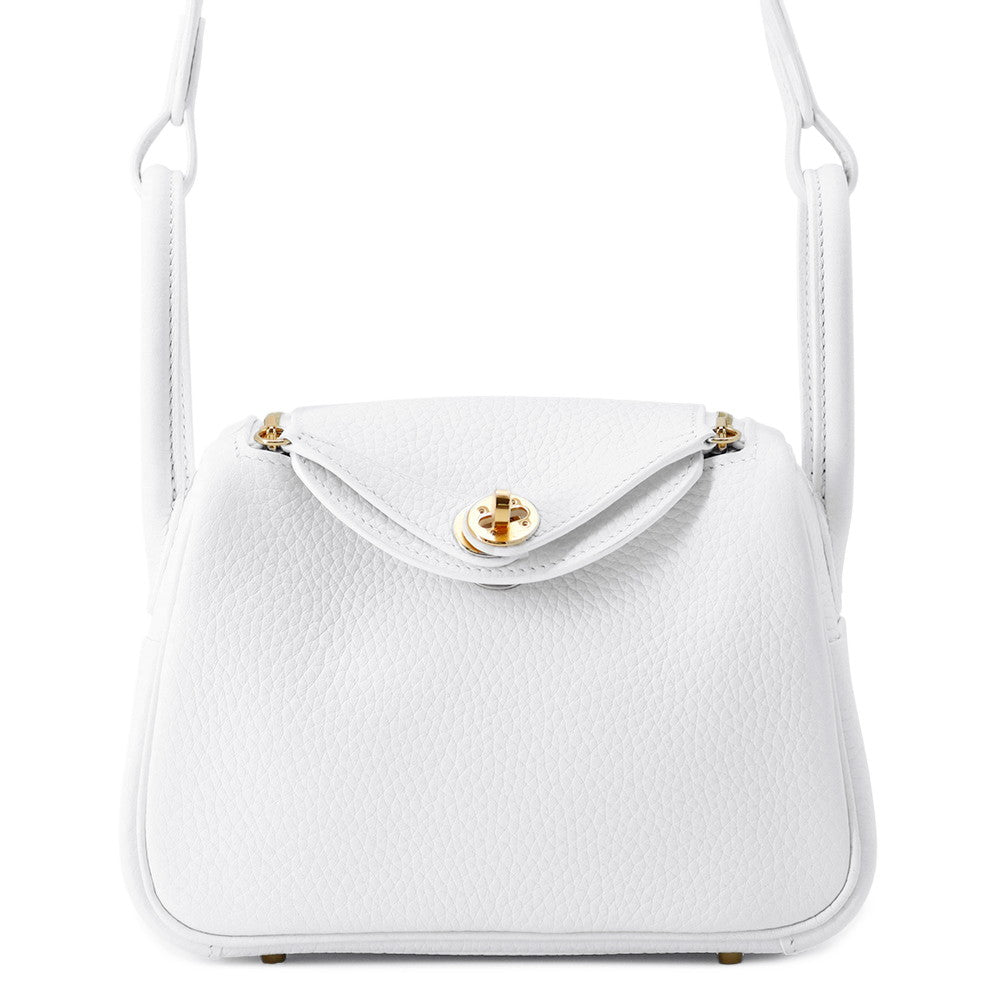 HERMES Lindy New White Taurillon Clemence Size Mini