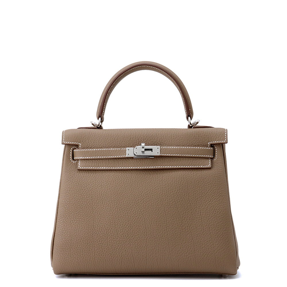 HERMES Kelly Retourne Etoupe Togo Leather Size 25