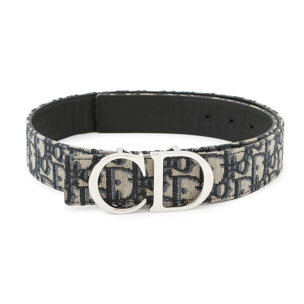 Dior Oblique Reversible Belt Navy4800ZZYSE_H05E Canvas Leather