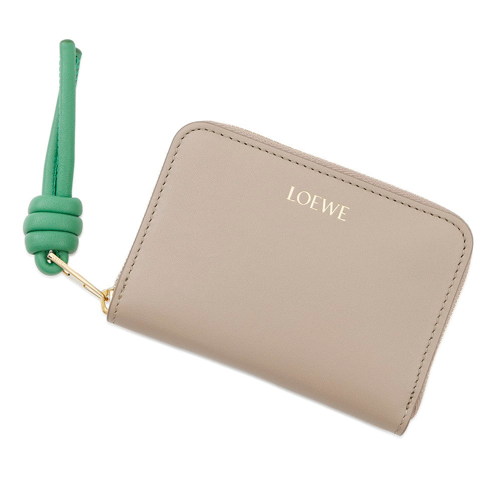 LOEWE Zip coin purse Sand/Tropical GreenCEM1ZCPX02 Shiny Nappa Calf Leather