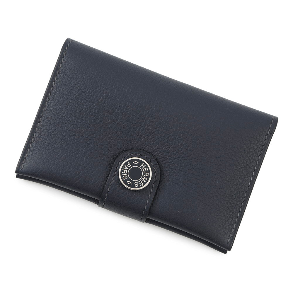 HERMES Card Case RMS Blue Nuit Evercolor