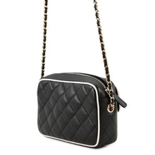 将图像加载到图库查看器中，CHANEL Matelasse ChainClutch Bag Black/WhiteAP4516 Lambskin
