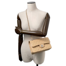 Load image into Gallery viewer, CHANEL Matelasse W Flap ChainShoulder Bag BeigeA01113 Caviar Leather Size 23
