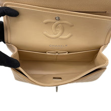 Load image into Gallery viewer, CHANEL Matelasse W Flap ChainShoulder Bag BeigeA01113 Caviar Leather Size 23
