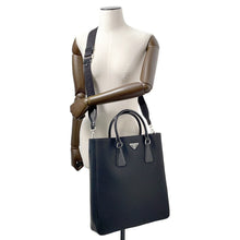 Load image into Gallery viewer, PRADA Tote Bag 2WAY Black2VG115 Nylon Brushed Leather
