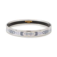 将图像加载到图库查看器中，HERMES Enamel Bracelet Extra Fun Gran Apara Size PM White/Navy Enamel Metal
