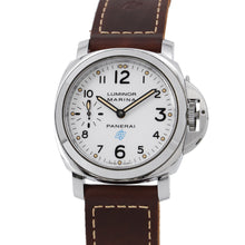 将图像加载到图库查看器中，PANERAI Luminor Marina Logo Acciaio W44mm Stainless Steel Leather White DialPAM00660
