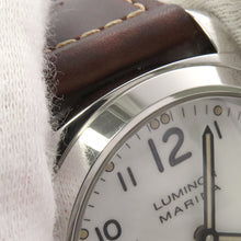 将图像加载到图库查看器中，PANERAI Luminor Marina Logo Acciaio W44mm Stainless Steel Leather White DialPAM00660

