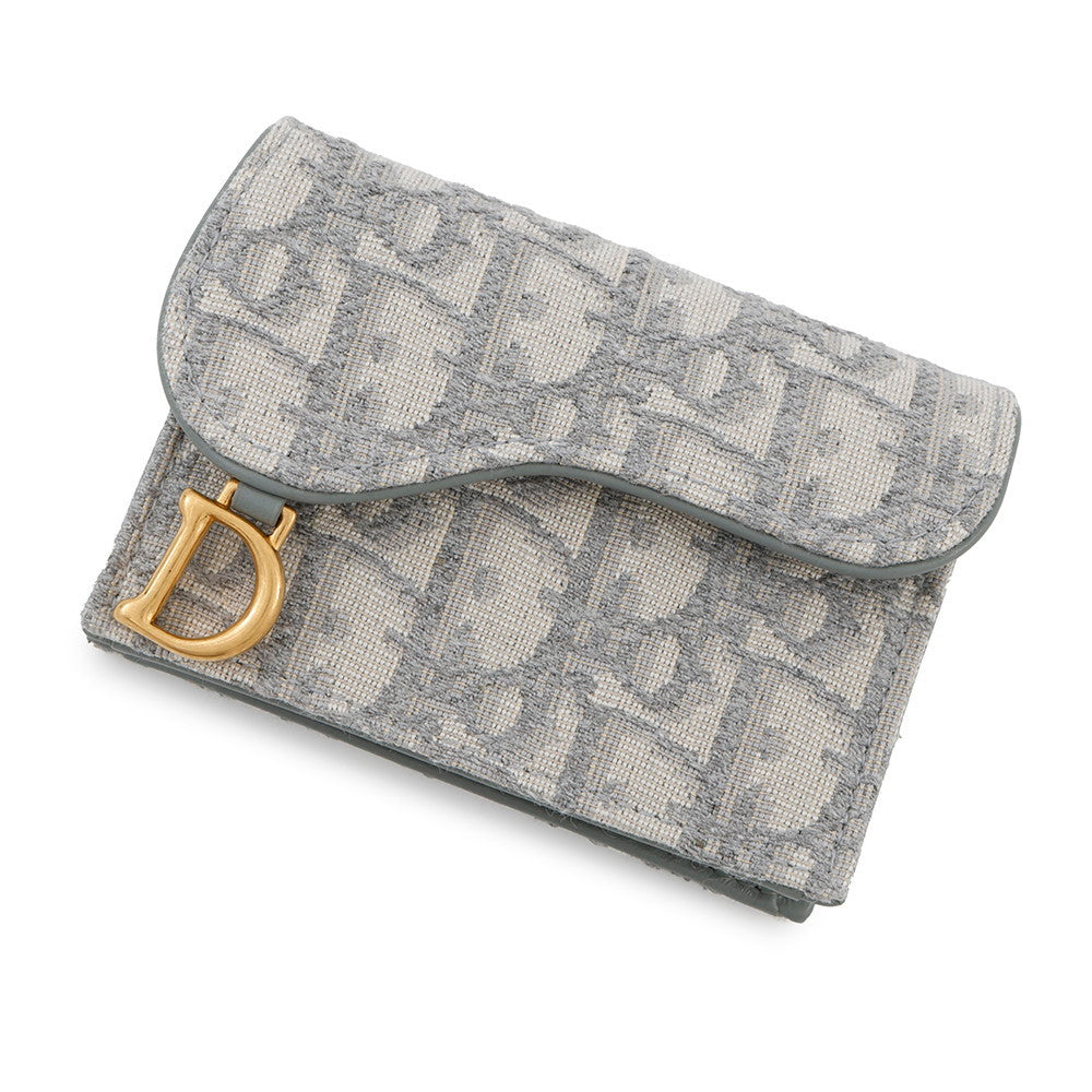 Dior Oblique Saddle Bloom Card Holder GrayS5611CTZQ Canvas/Leather