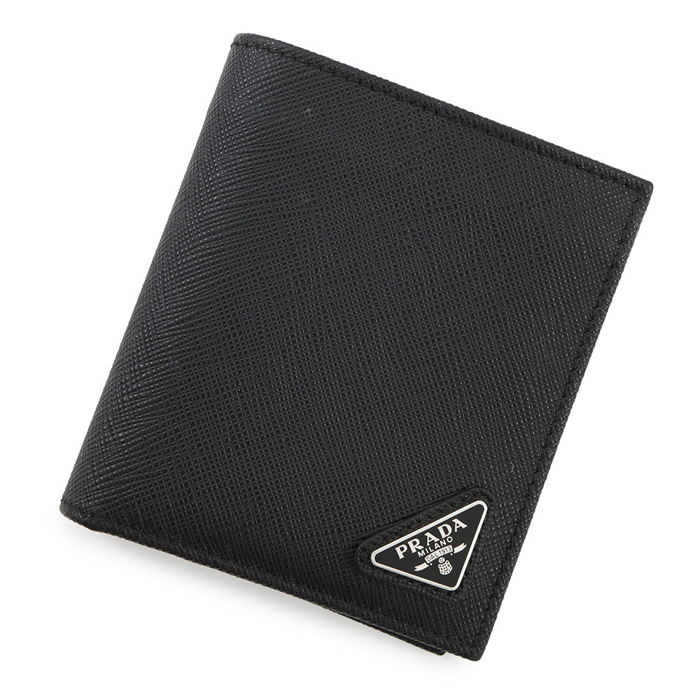 PRADA Saffiano Leather Triangle Bifold Wallet Black2M0008 Leather