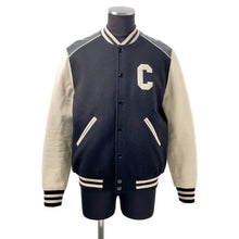 将图像加载到图库查看器中，CELINE Leather Stadium Jacket Size 48 Black/White2V56D896C Wool 90% Nylon 10% Leather: Sheep Leather
