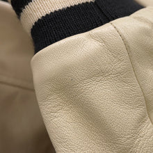 将图像加载到图库查看器中，CELINE Leather Stadium Jacket Size 48 Black/White2V56D896C Wool 90% Nylon 10% Leather: Sheep Leather
