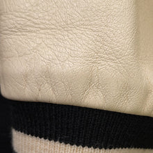 将图像加载到图库查看器中，CELINE Leather Stadium Jacket Size 48 Black/White2V56D896C Wool 90% Nylon 10% Leather: Sheep Leather
