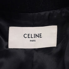 将图像加载到图库查看器中，CELINE Leather Stadium Jacket Size 48 Black/White2V56D896C Wool 90% Nylon 10% Leather: Sheep Leather
