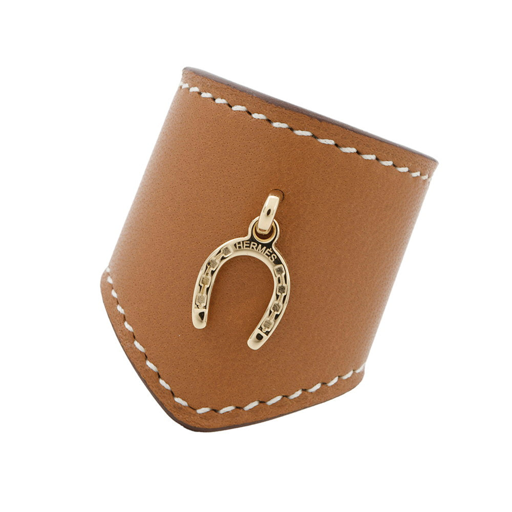 HERMES ScarfRing Porte Bonheur Maron Halzan Lambskin Silk100%