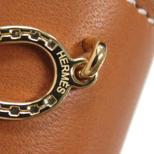 将图像加载到图库查看器中，HERMES ScarfRing Porte Bonheur Maron Halzan Lambskin Silk100%
