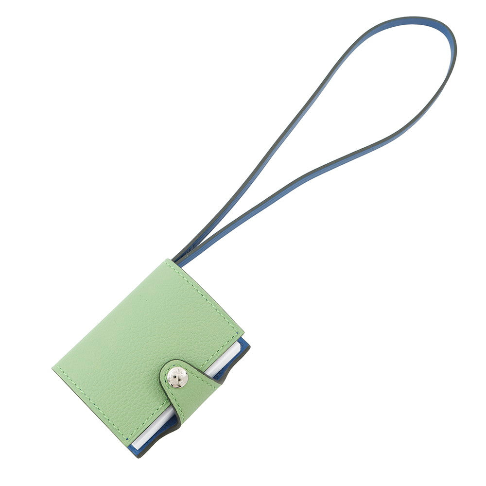 HERMES Ulysses Bag Charm Vert Cricket/Blue France Evercolor
