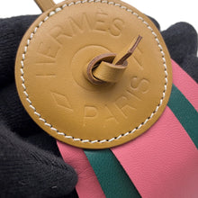 Load image into Gallery viewer, HERMES Paddock Flat Bag Charm Natural Sable/Rose Azalee/Malachite Vache Hunter Leather Lambskin
