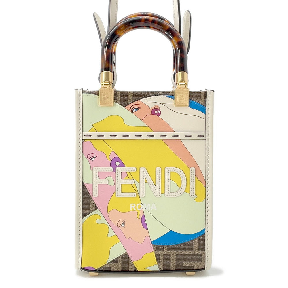 FENDI Sunshine Shopper 2-Way Shoulder Bag in collaboration with Antonio Lopez Brown/Multicolor8BS051 PVC Leather