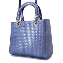 将图像加载到图库查看器中，Dior Lady Dior 2WAY Handbag MetalicPurple Leather Size Medium
