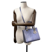 将图像加载到图库查看器中，Dior Lady Dior 2WAY Handbag MetalicPurple Leather Size Medium
