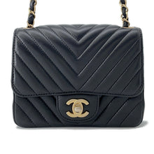 Load image into Gallery viewer, CHANEL Chevron Mini ChainShoulder Bag BlackA35200 Lambskin Size 18
