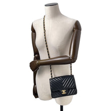 Load image into Gallery viewer, CHANEL Chevron Mini ChainShoulder Bag BlackA35200 Lambskin Size 18
